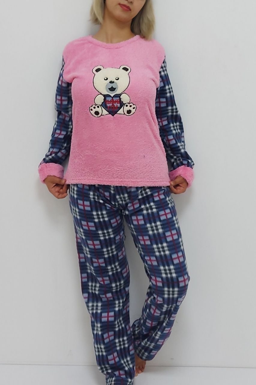 CLZ944 Panda Desenli Pijama Takımı Pembe