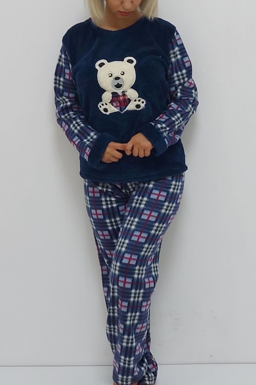 CLZ944 Panda Desenli Pijama Takımı Lacivert