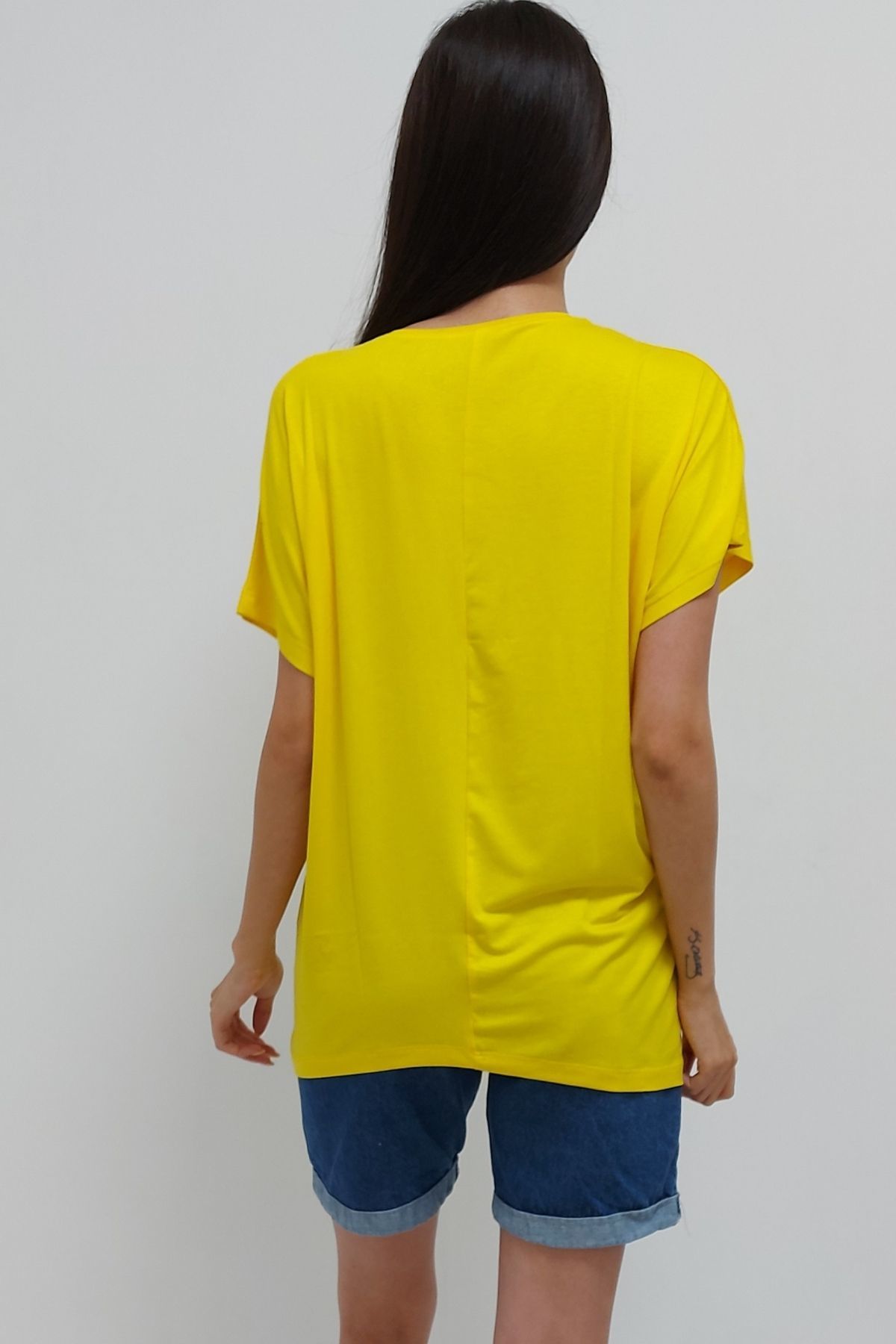CLZ944 İşlemeli Bluz Sarı