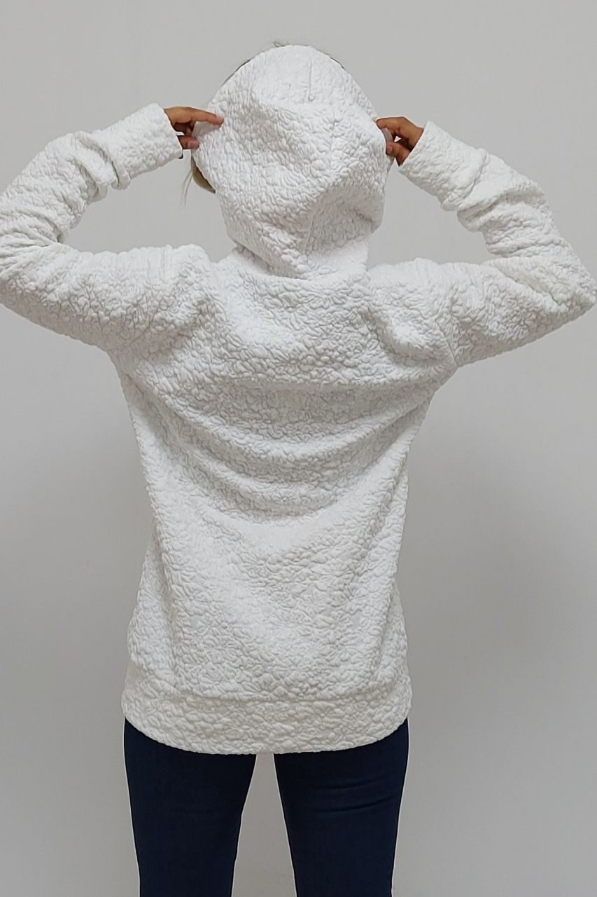 CLZ944 Kapüşonlu Sweatshirt Beyaz