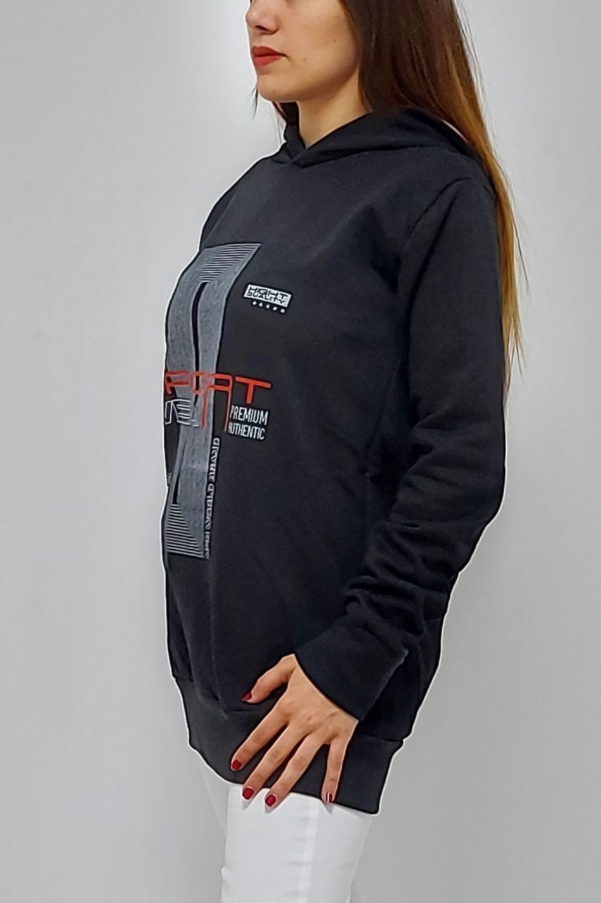 CLZ944 Kapüşonlu Baskılı Sweatshirt Siyah