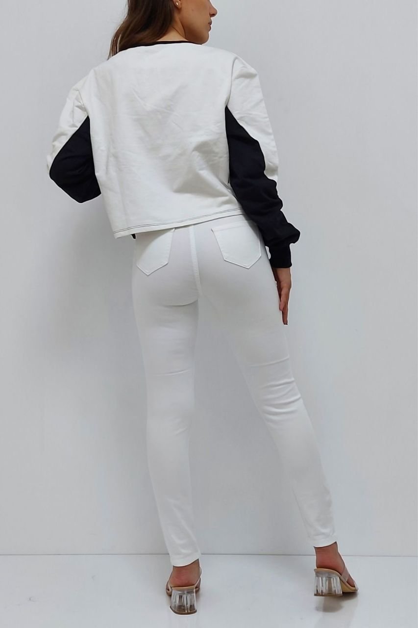 CLZ199 Dar Paça Kot Pantolon Beyaz
