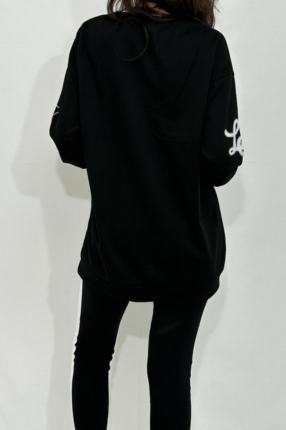 CLZ944 2 İplik Baskılı Sweatshirt Siyah