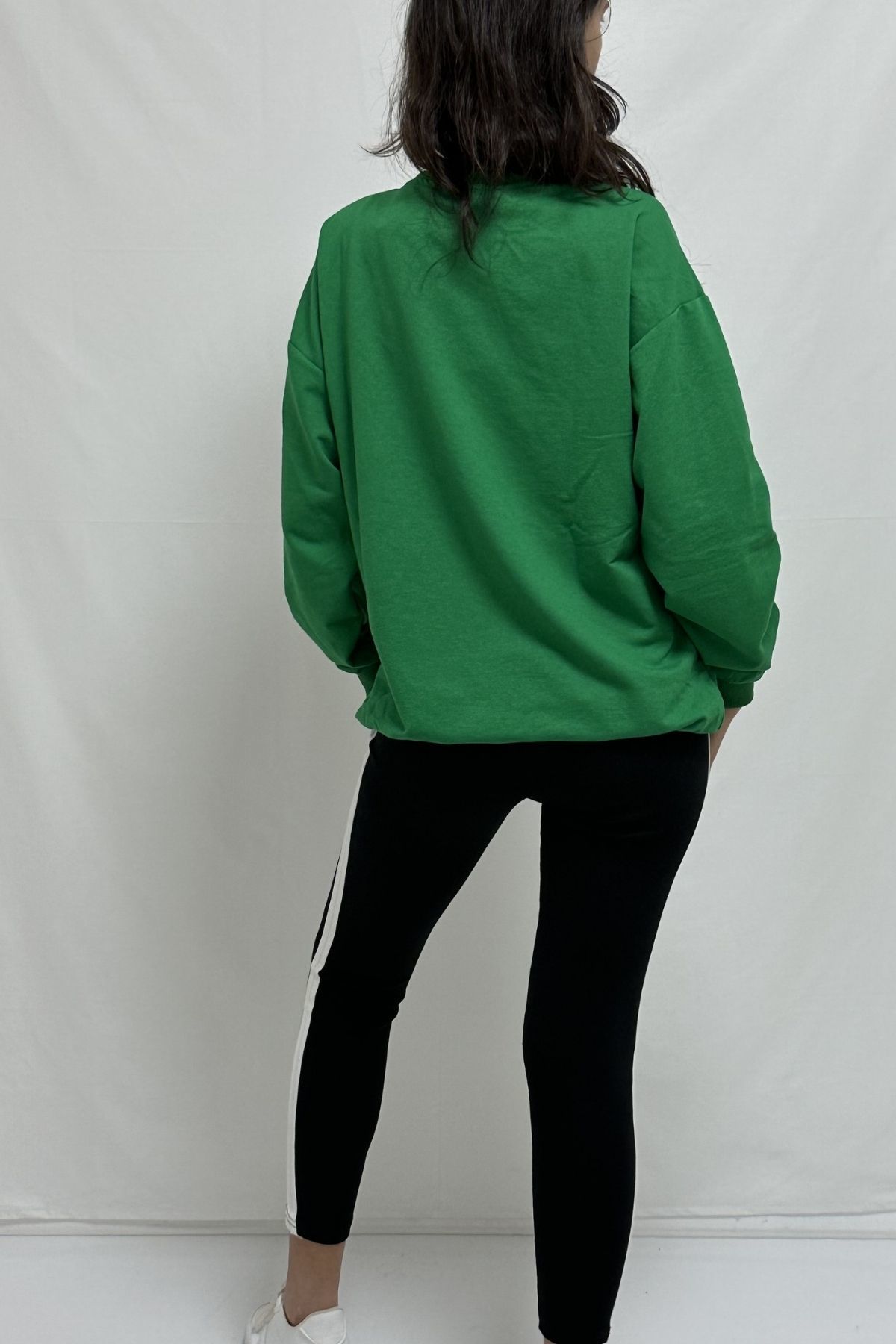CLZ944 2 İplik Nakışlı Sweatshirt Yeşil