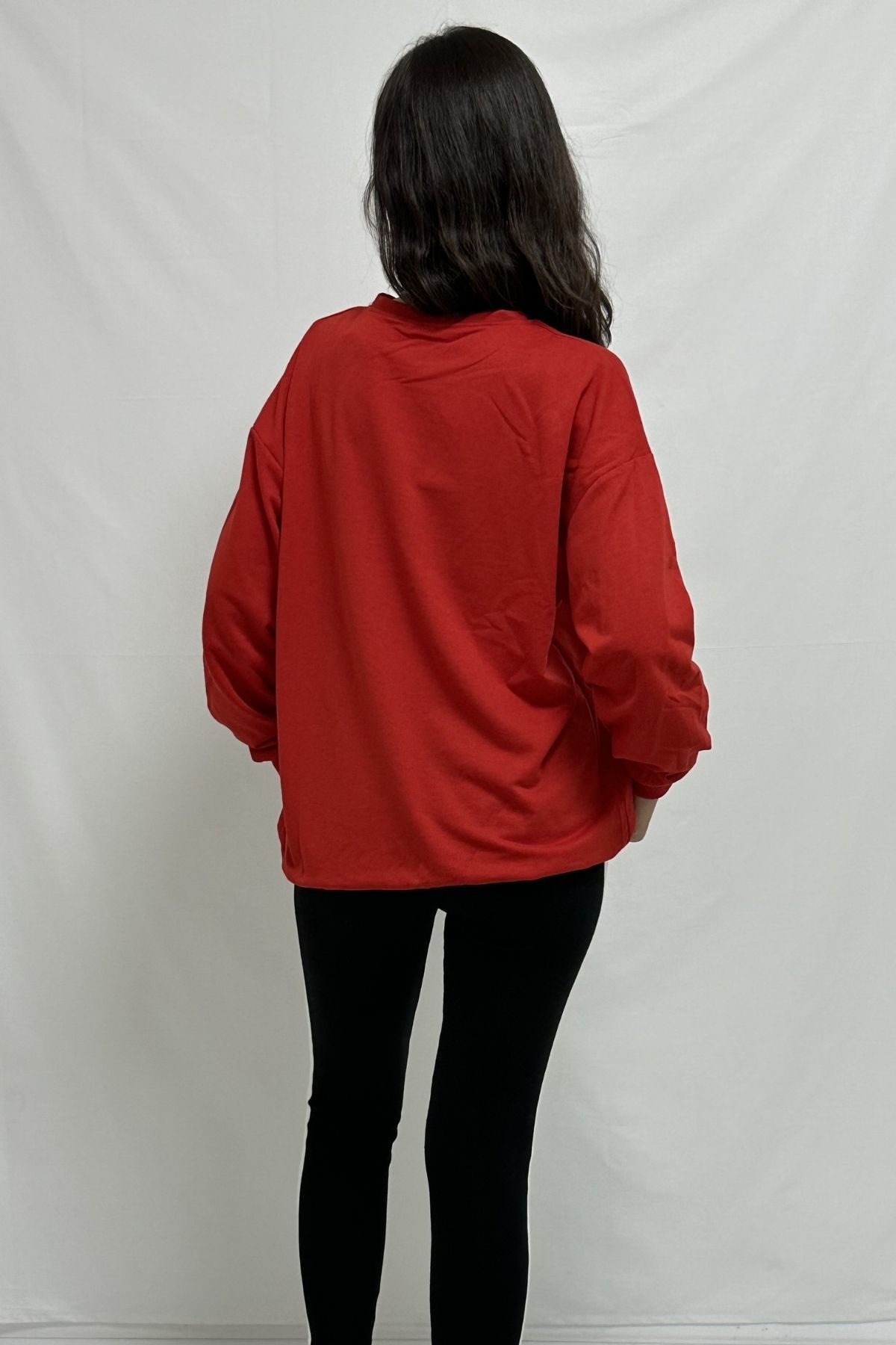 CLZ944 2 İplik Nakışlı Sweatshirt Kırmızı