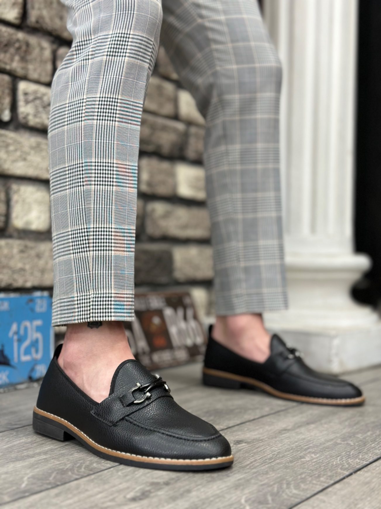 CLZ946 Cilt Püsküllü Corcik Siyah Çengel Tokalı Klasik Erkek Ayakkabısı