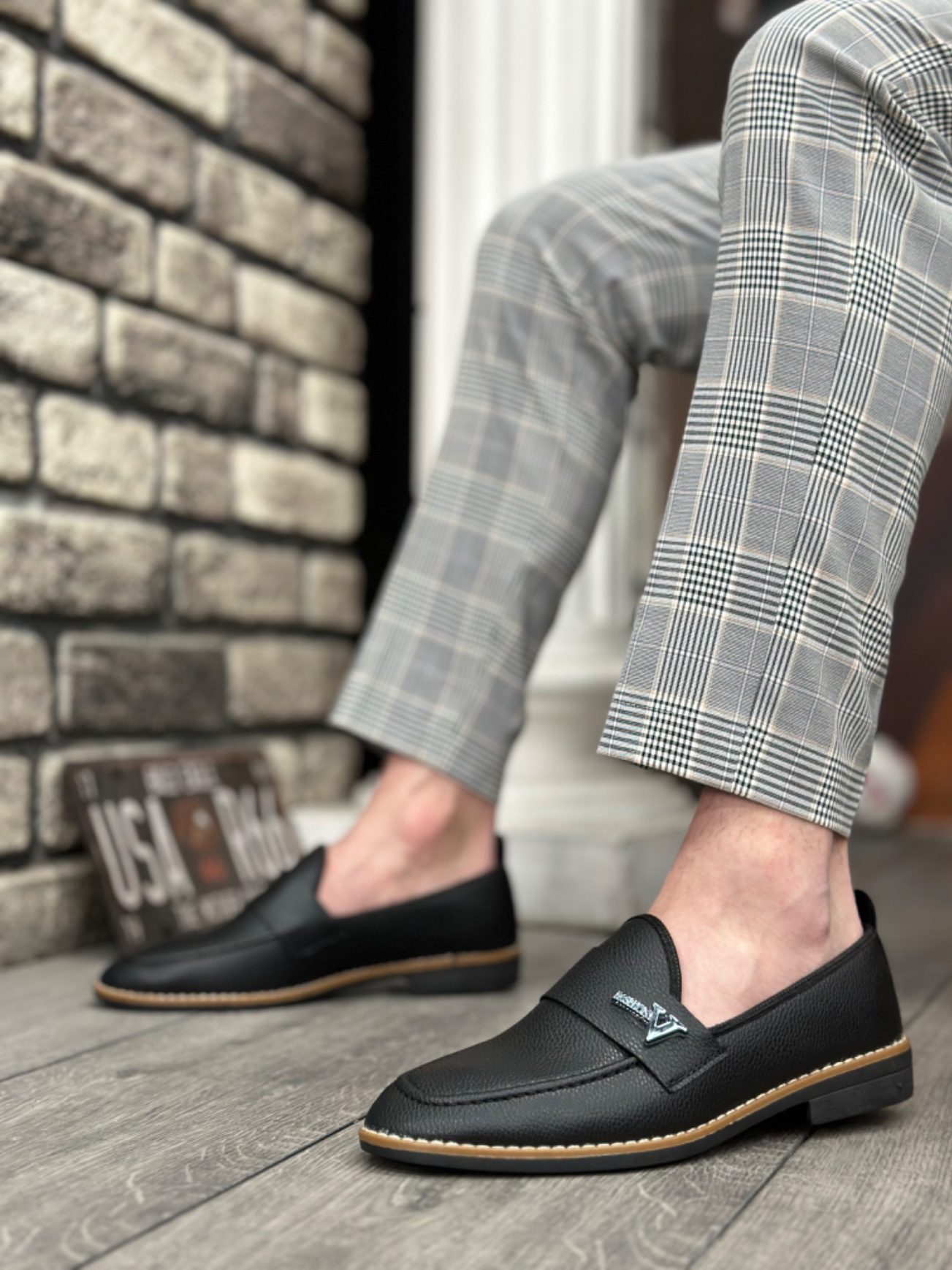 CLZ946 Cilt Püsküllü Corcik Siyah V Fashıon Tokalı Klasik Erkek Ayakkabısı
