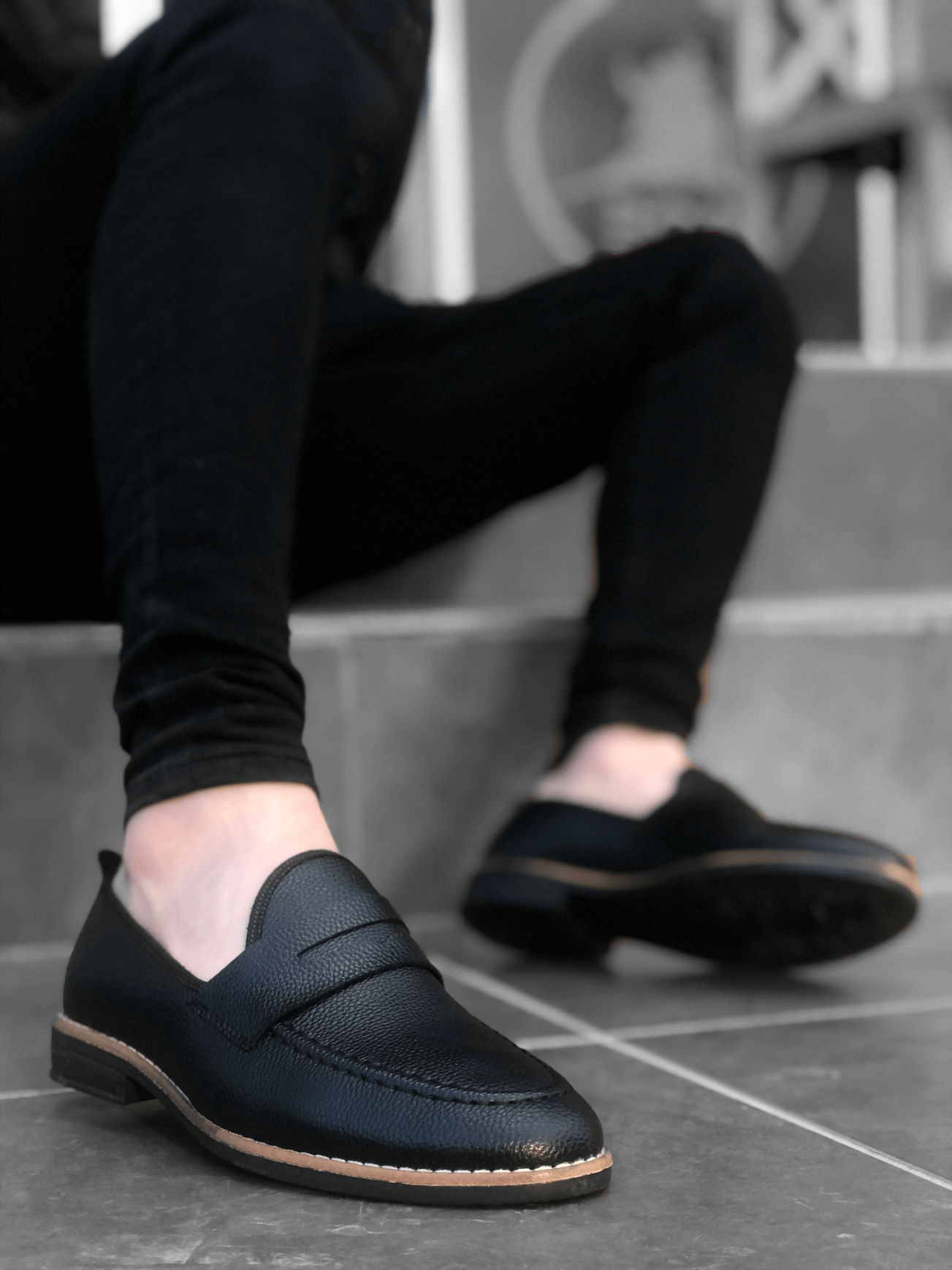 CLZ946 Corcik Siyah Cilt Klasik Erkek Ayakkabısı