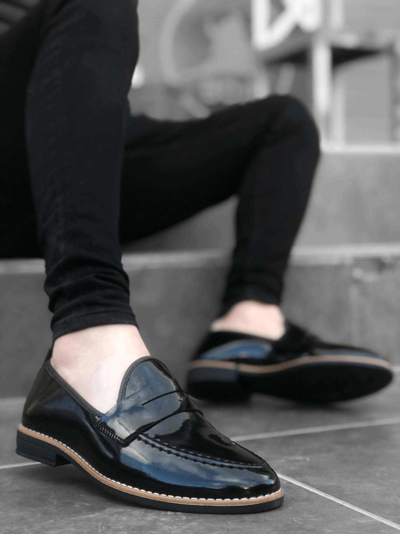 CLZ946 Rugan Corcik Siyah Klasik Erkek Ayakkabısı