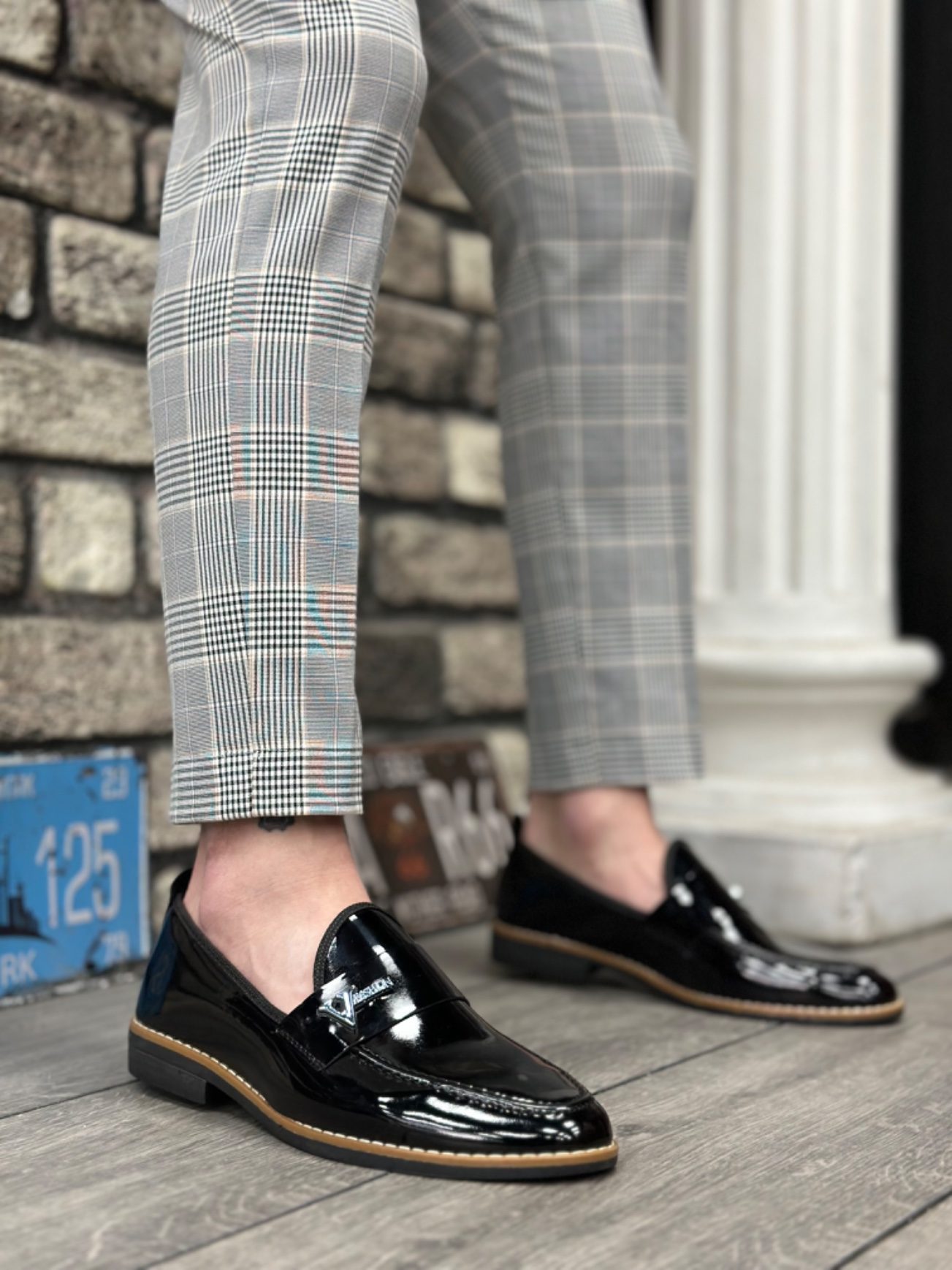 CLZ946 Rugan Püsküllü Corcik Siyah V Fashıon Tokalı Klasik Erkek Ayakkabısı
