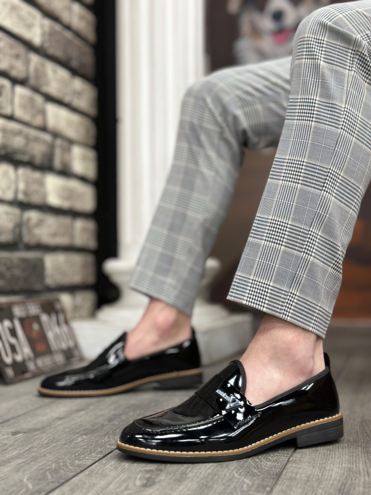 CLZ946 Rugan Püsküllü Corcik Siyah V Fashıon Tokalı Klasik Erkek Ayakkabısı