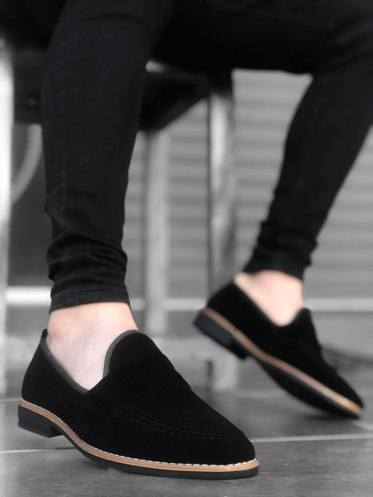 CLZ946 Süet Corcik Siyah Klasik Erkek Ayakkabısı