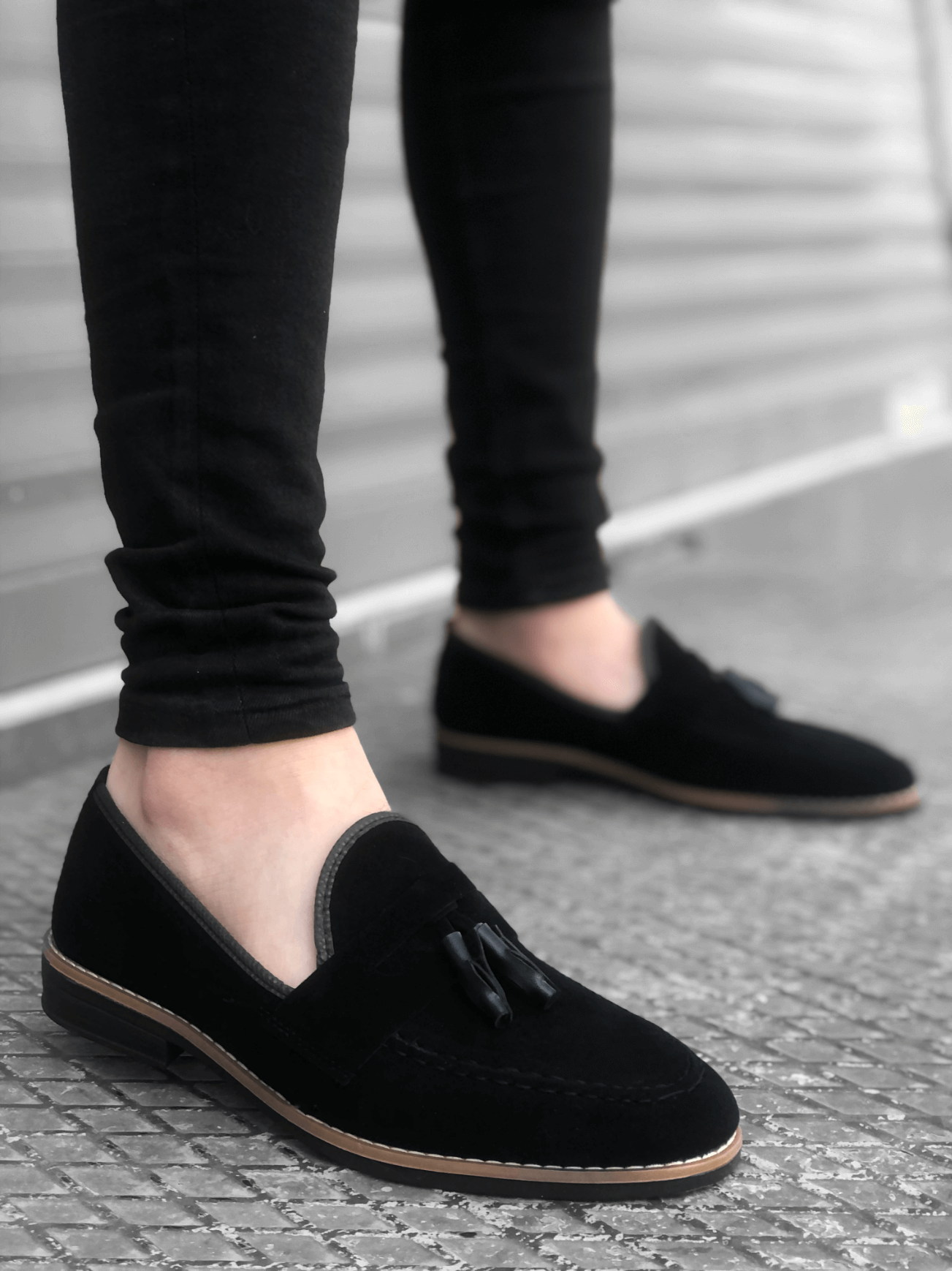 CLZ946 Süet Püsküllü Corcik Siyah Klasik Erkek Ayakkabısı