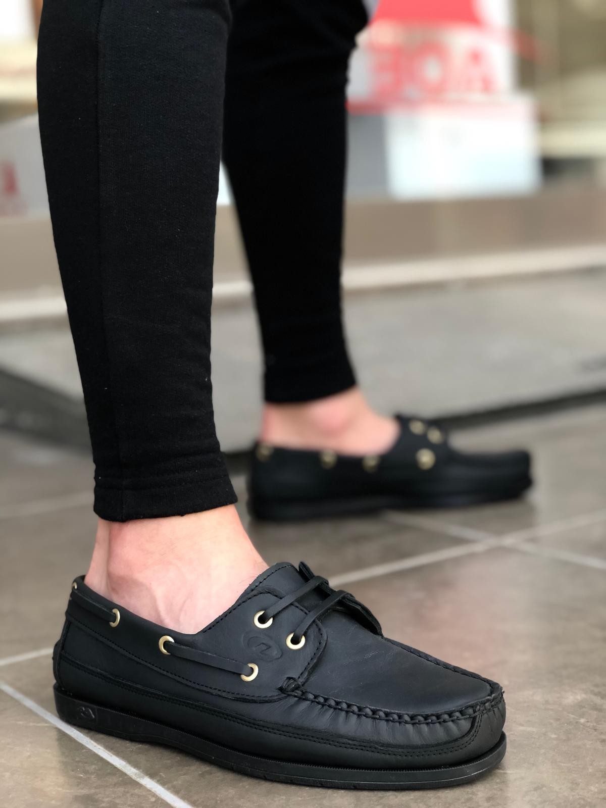 CLZ946 Rahat Taban İçi Dışı Hakiki Deri Siyah Klasik Erkek Ayakkabı