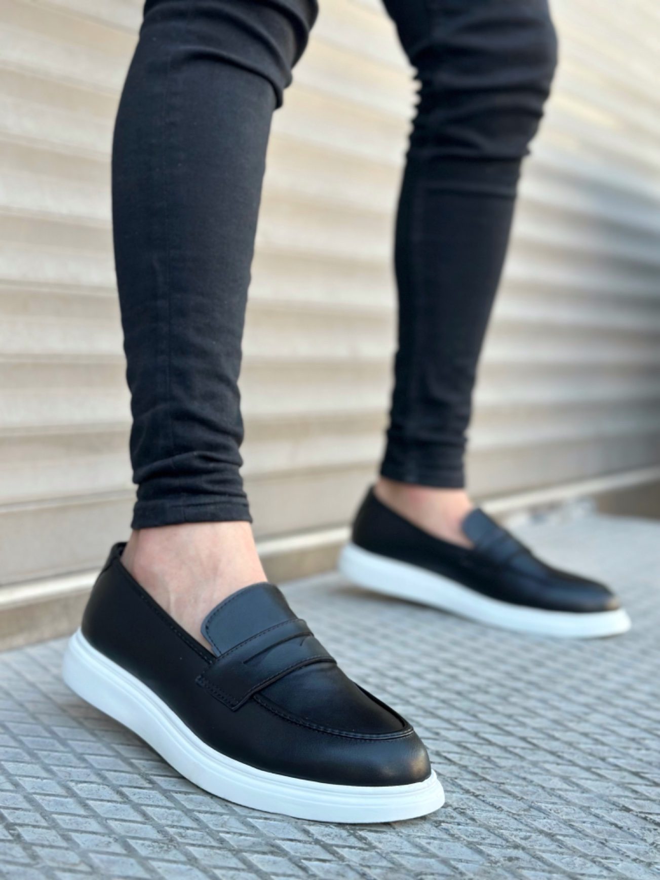 CLZ946 Bağcıksız Yüksek Beyaz Taban Klasik Cilt Corcik Erkek Ayakkabı