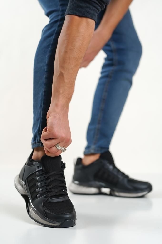 CLZ946 Tarz Sneakers Ithal Taban Siyah Spor Ayakkabısı