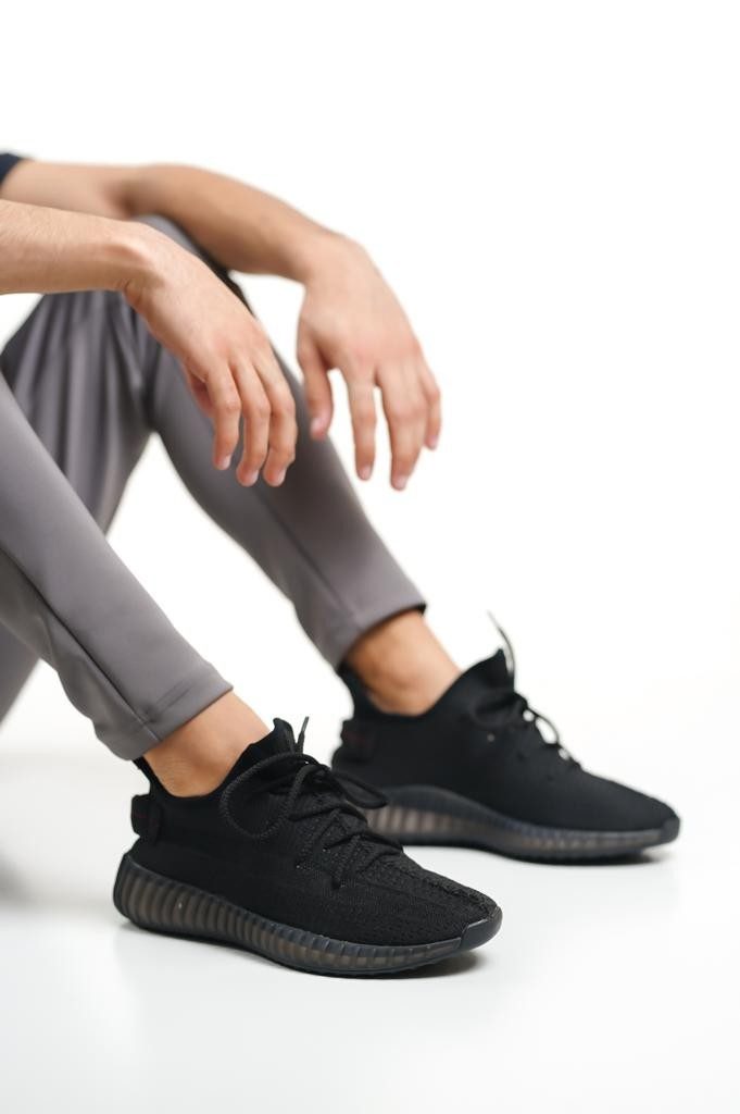 CLZ946 Tarz Sneakers Ithal Siyah Triko Rahat Taban Spor Ayakkabısı