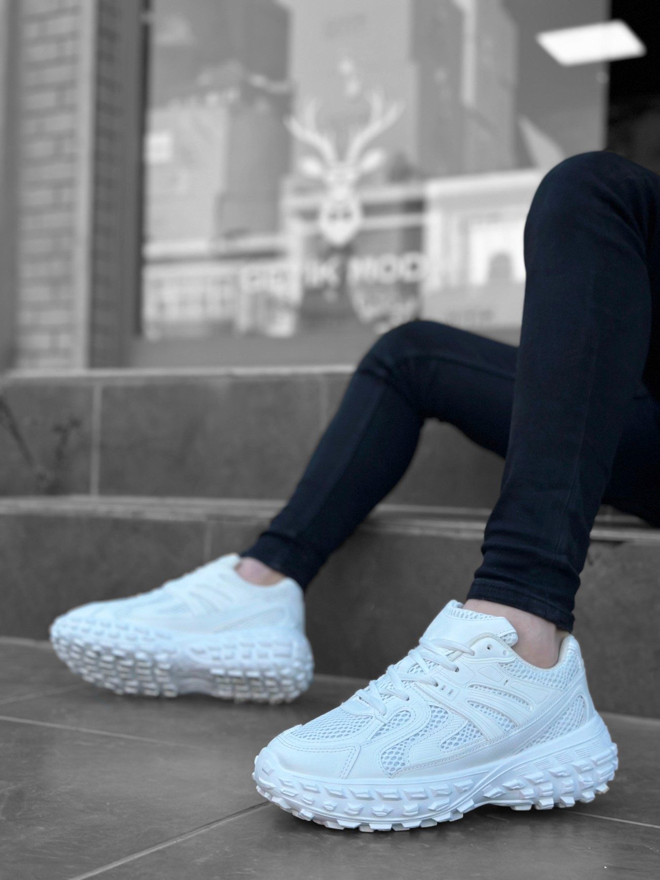 CLZ946 Tarz Sneakers Ithal Beyaz Fileli Rahat Taban Spor Ayakkabısı