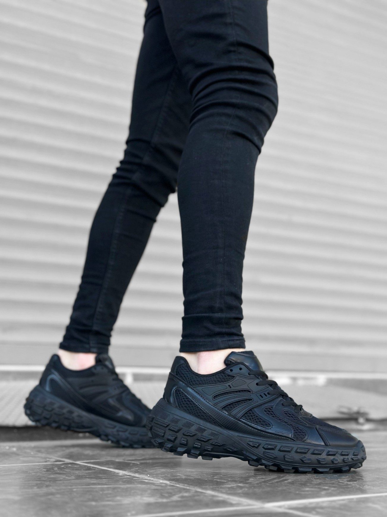 CLZ946 Tarz Sneakers Ithal Siyah Fileli Rahat Taban Spor Ayakkabısı