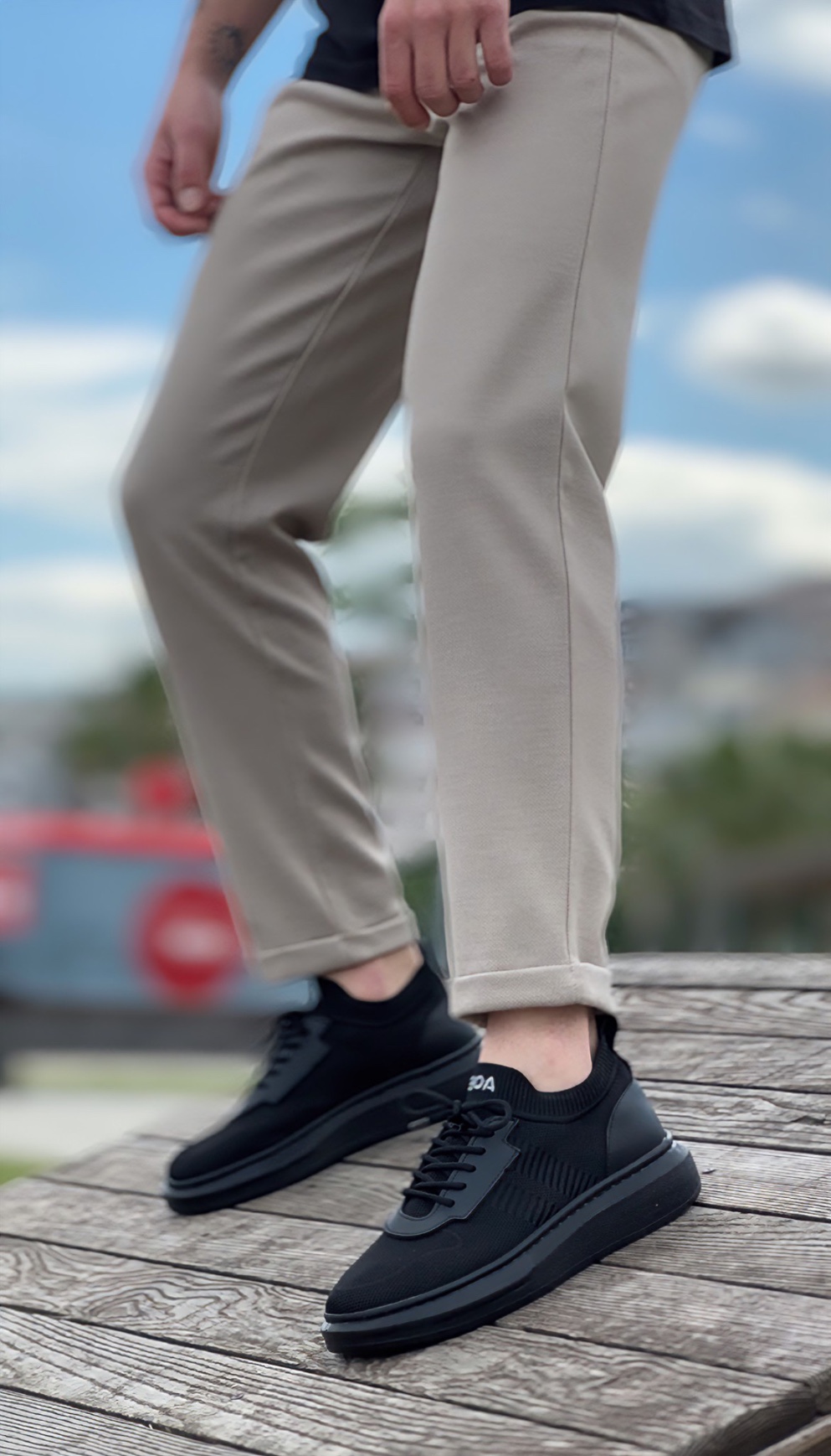 CLZ946 Özel Örme Triko Tarz Siyah Renk Siyah Taban Spor Ayakkabı