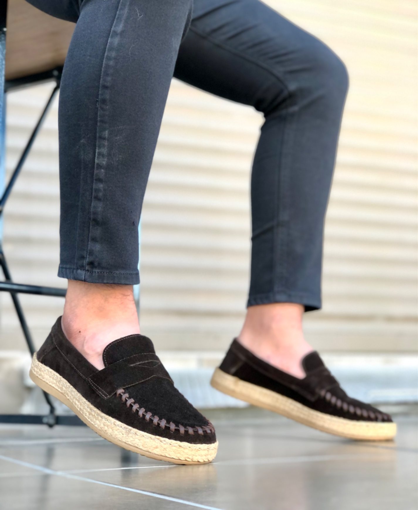 CLZ946 Corcik Model Hakiki Deri Hasır IPŞerit Mantar Taban Kahverengi Klasik Erkek Ayakkabısı