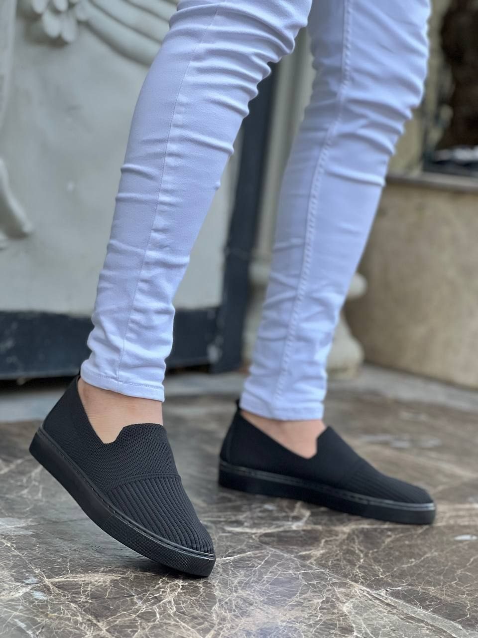 CLZ946 Siyah Triko Siyah  Yüksek Taban Bağcıklı Günlük Erkek Ayakkabı