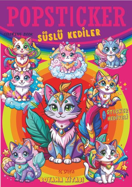 Süslü Kediler Boyama Kitabı Popsticker Süslü Kediler Boyama Kitabı Popsticker