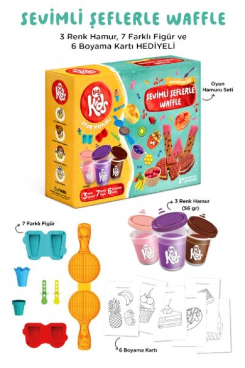 Sevimli Şeflerle Waffle Oyun Hamuru Seti (16 Parça - 340 Gr) Sevimli Şeflerle Waffle Oyun Hamuru Seti (16 Parça - 340 Gr)