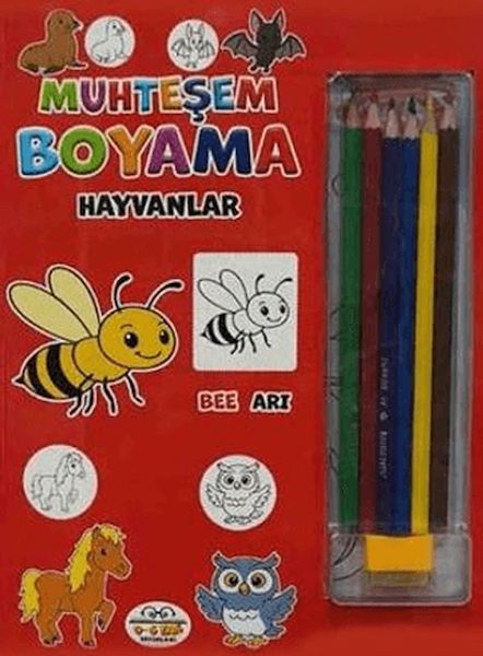 Muhteşem Boyama - Hayvanlar + 6lı Boya Kalemi Muhteşem Boyama - Hayvanlar + 6lı Boya Kalemi