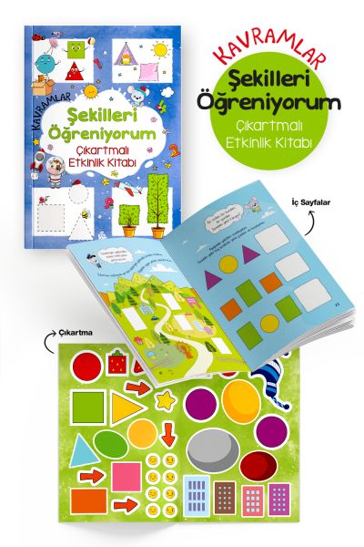 Kavramlar – Şekilleri Öğreniyorum – Çıkartmalı Etkinlik Kitabı - 3 Yaş + Kavramlar – Şekilleri Öğreniyorum – Çıkartmalı Etkinlik Kitabı - 3 Yaş +