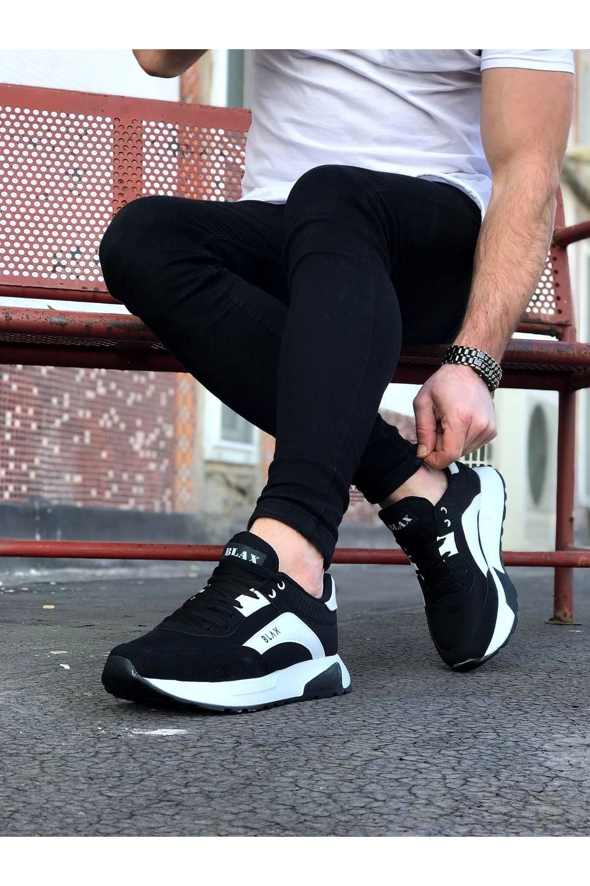 CLZ943 Siyah Beyaz Erkek Spor Ayakkabı