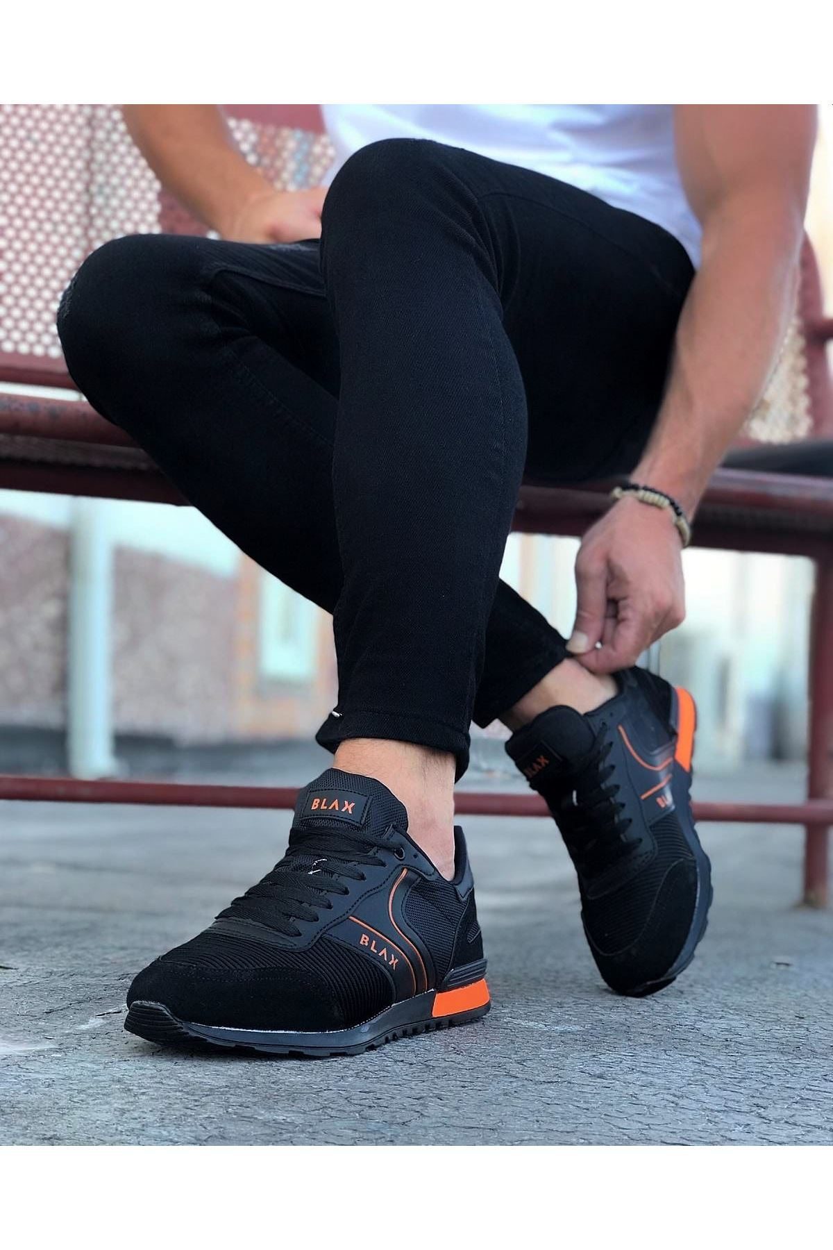CLZ943 Siyah Turuncu Erkek Spor Ayakkabı