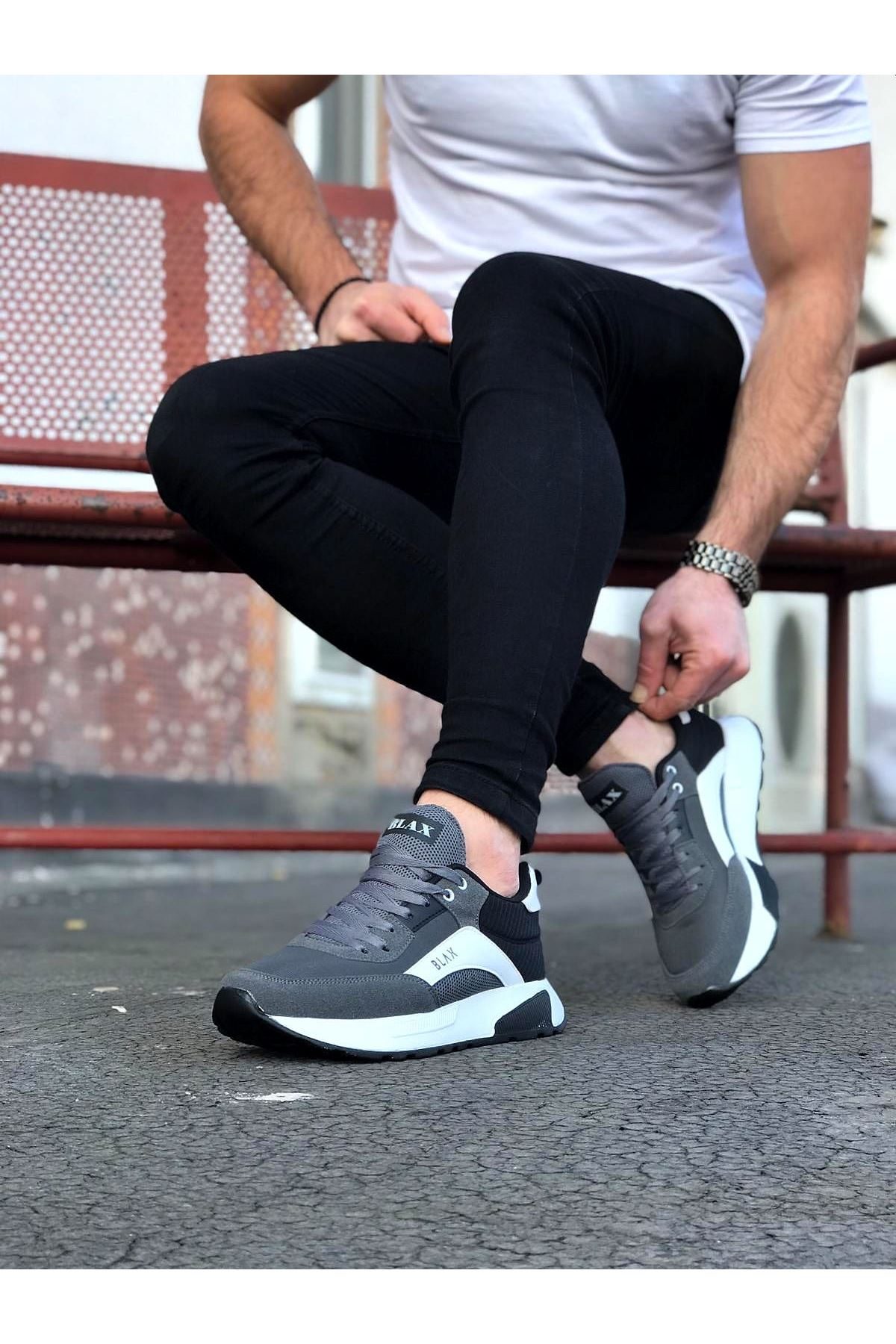 CLZ943 Füme Siyah Beyaz Erkek Spor Ayakkabı