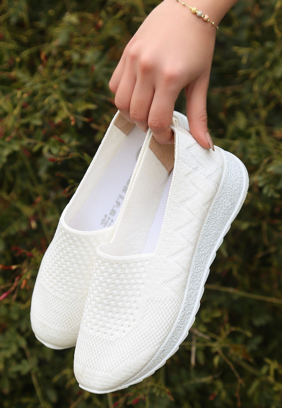 CLZ943 Beyaz Triko Babet Ayakkabı