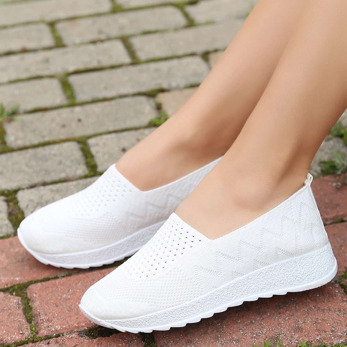 CLZ943 Beyaz Triko Babet Ayakkabı
