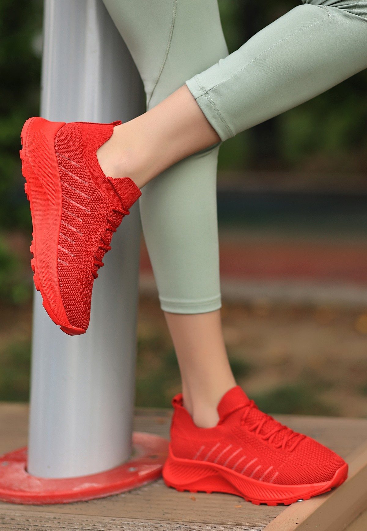 CLZ741 - Kırmızı Triko Spor Ayakkabı