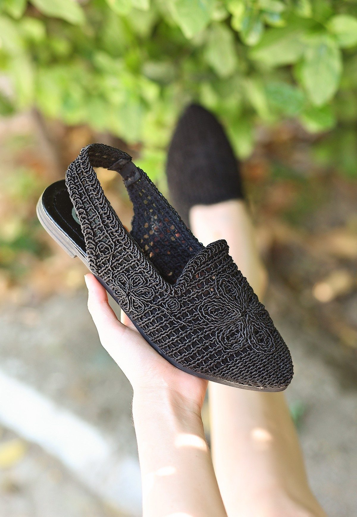 CLZ741 - Siyah Örgülü Sandalet