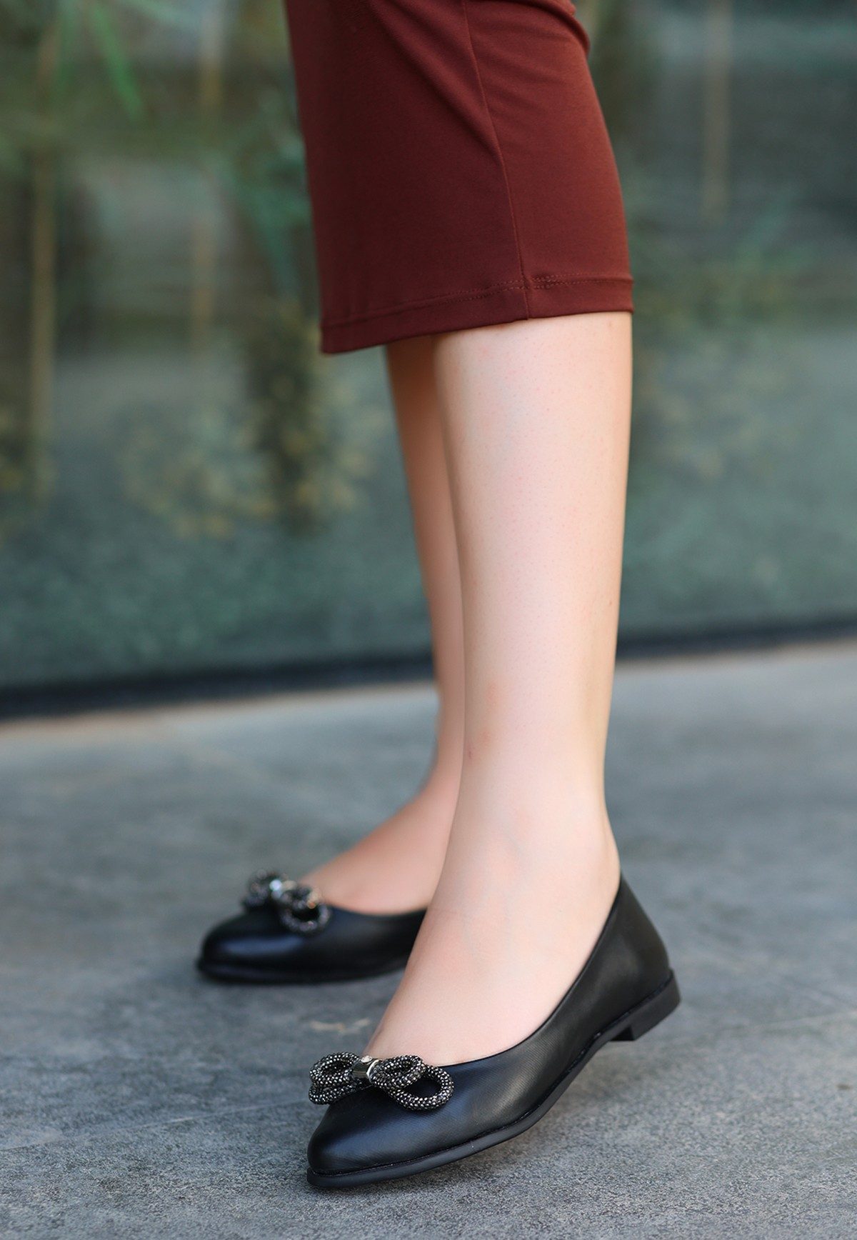 CLZ741 - Siyah Cilt Babet Ayakkabı