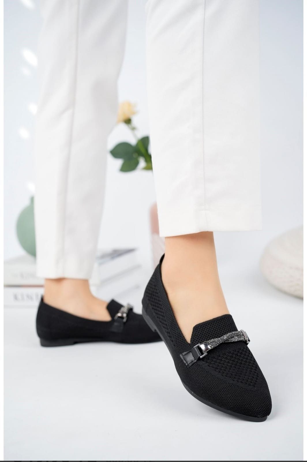 CLZ741 - Siyah Triko Babet Ayakkabı