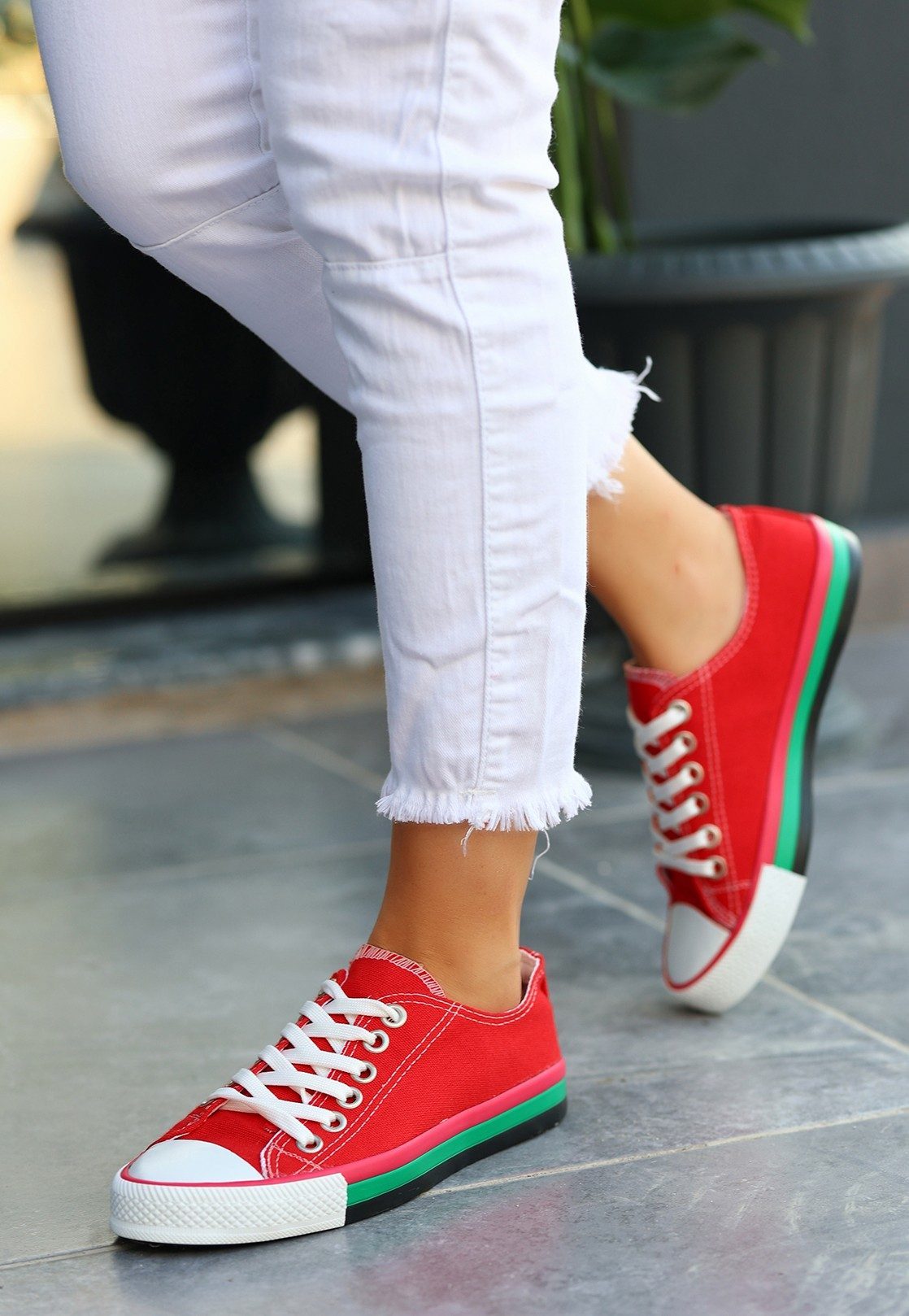 CLZ741 - Kırmızı Keten Renkli Taban Spor Ayakkabı