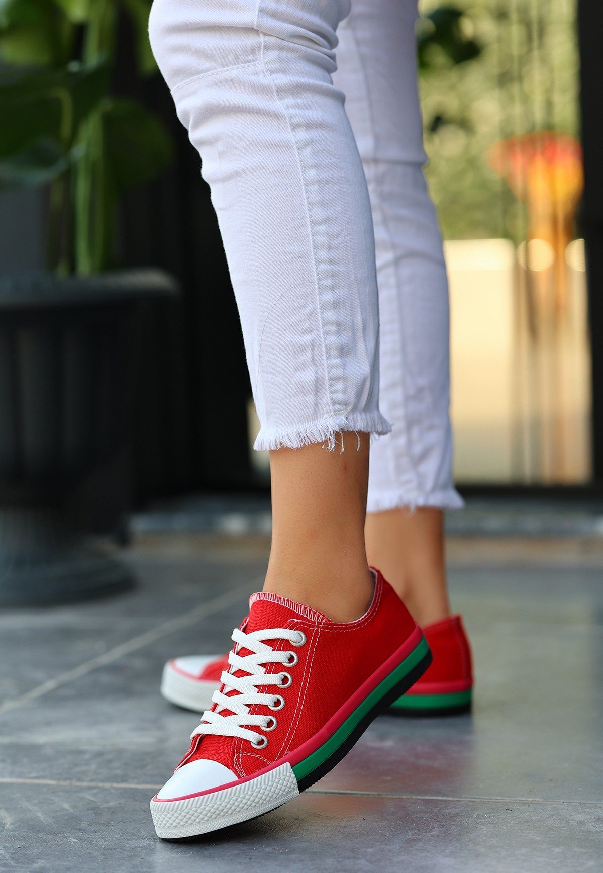 CLZ741 - Kırmızı Keten Renkli Taban Spor Ayakkabı