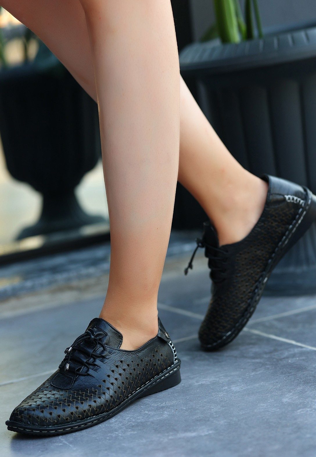 CLZ943 Siyah Cilt Babet Ayakkabı