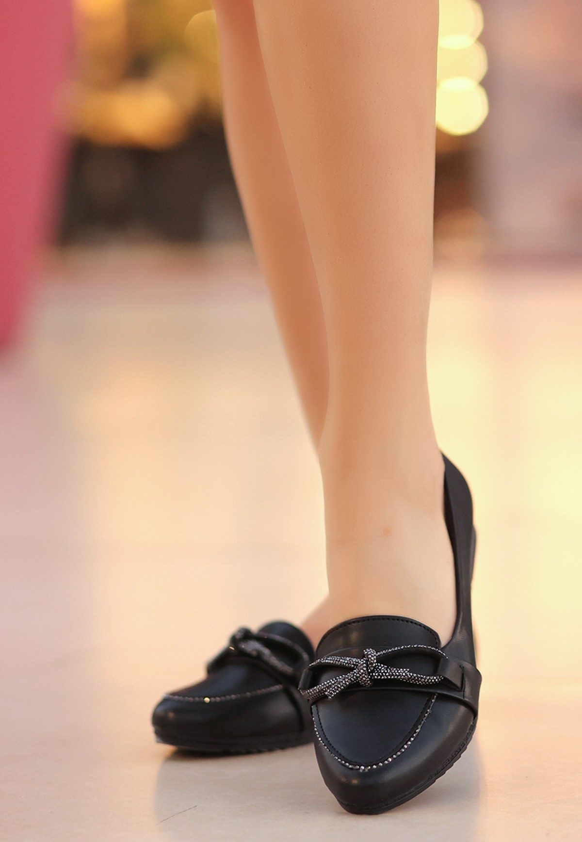 CLZ943 Siyah Cilt Babet Ayakkabı