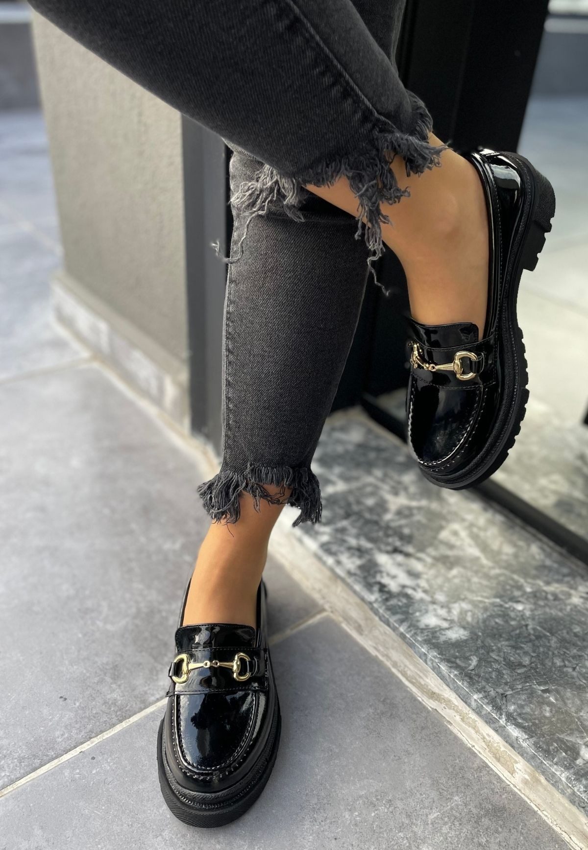 CLZ943 Siyah Rugan Oxford Ayakkabı