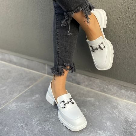 CLZ943 Beyaz Cilt Oxford Ayakkabı