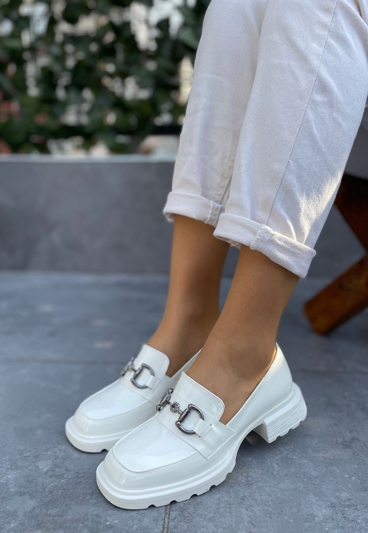 CLZ943 Beyaz Rugan Oxford Ayakkabı