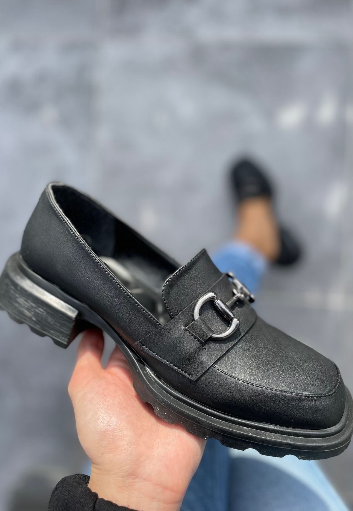 CLZ943 Siyah Cilt Oxford Ayakkabı