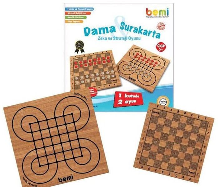 Ahşap Tabla Surakarta ve Dama Oyunu Ahşap Tabla Surakarta ve Dama Oyunu