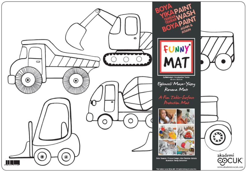 Funny Mat - İş Makineleri - 33,5x48cm Funny Mat - İş Makineleri - 33,5x48cm