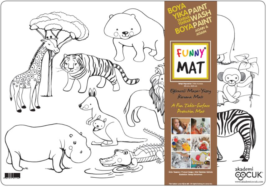 Funny Mat - Vahşi Hayvanlar 33,5x48cm Funny Mat - Vahşi Hayvanlar 33,5x48cm